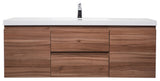 ConceptBaths 60" Angela Wall Mounted Modern Single Vanity, Walnut