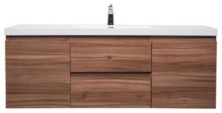 ConceptBaths 60" Angela Wall Mounted Modern Single Vanity, Walnut