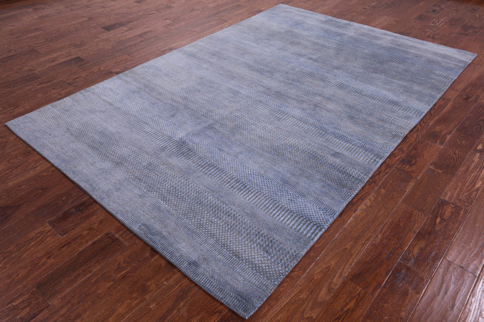 6' 1" X 9' 3" Savannah Grass Handmade Wool and Silk Rug Q11419