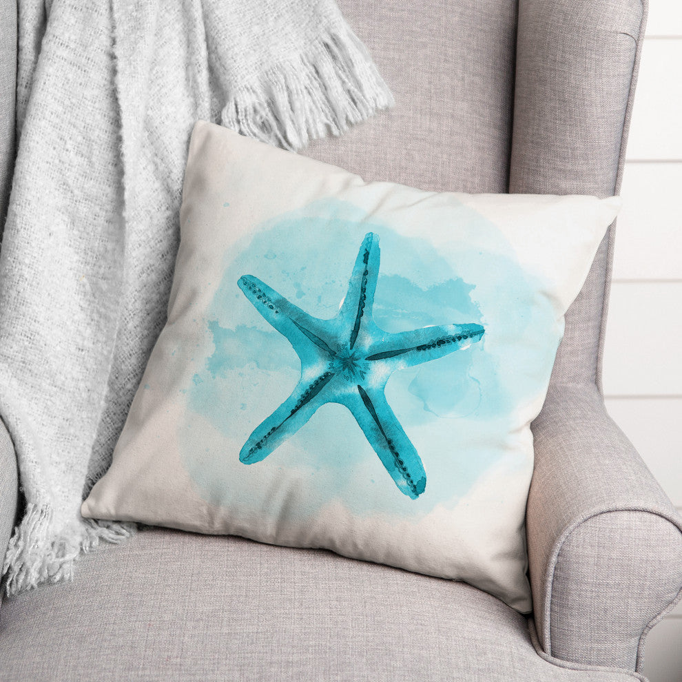 Watercolor Starfish 18x18 Spun Poly Pillow
