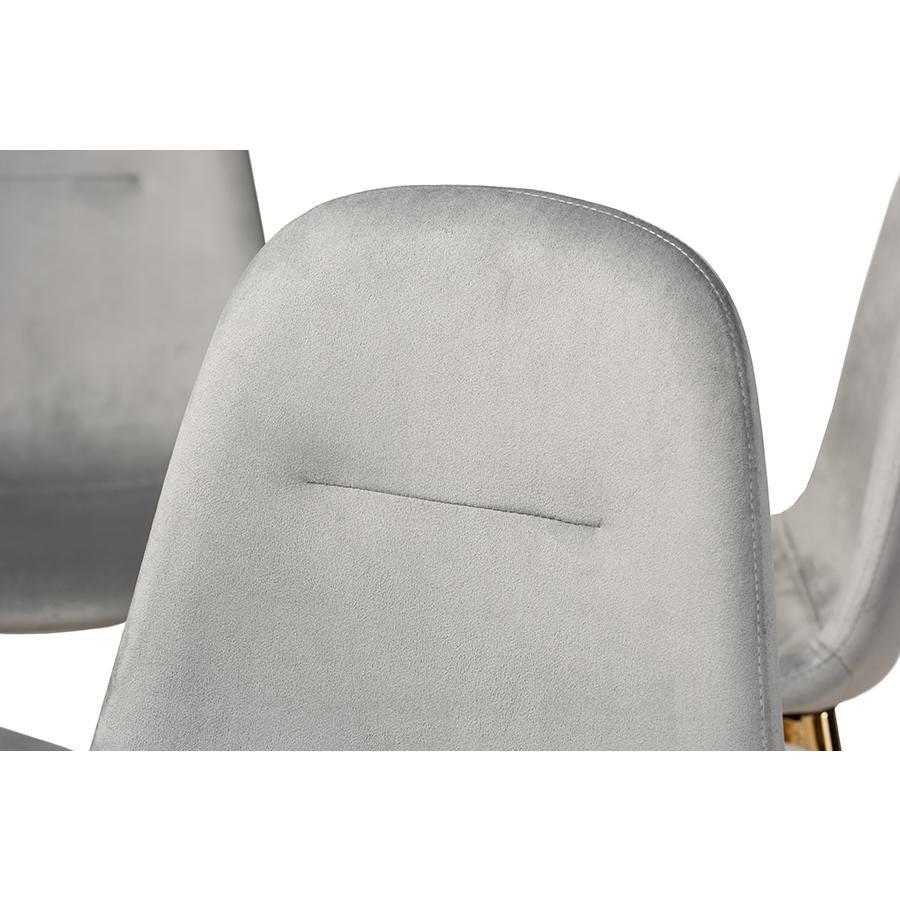 Baxton Studio Elyse Glam and Luxe Grey Velvet Fabric Upholstered Gold