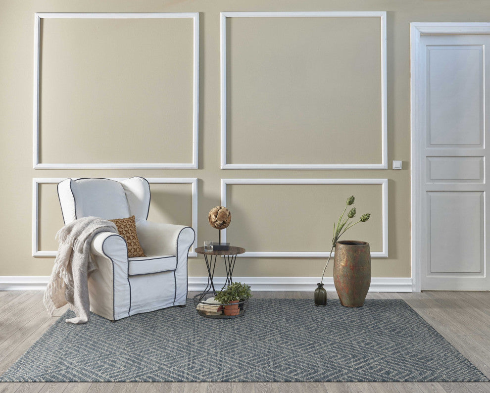 HomeRoots 96" X 132" Denim Wool Rug