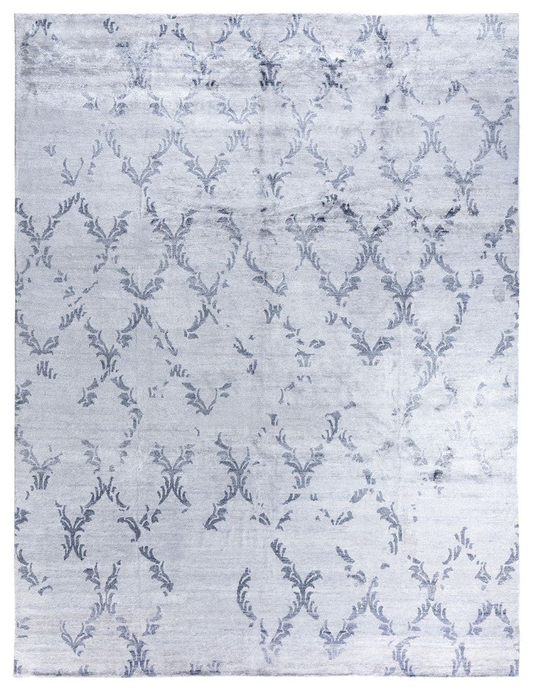 Modern, One-of-a-Kind Hand-Knotted Area Rug - Gray, 9' 0" x 11' 9"