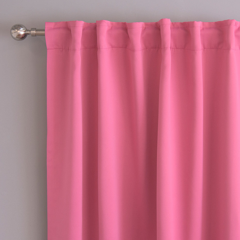 Solid Thermal Blackout Curtain Panels, Pink, 63", Set of 2
