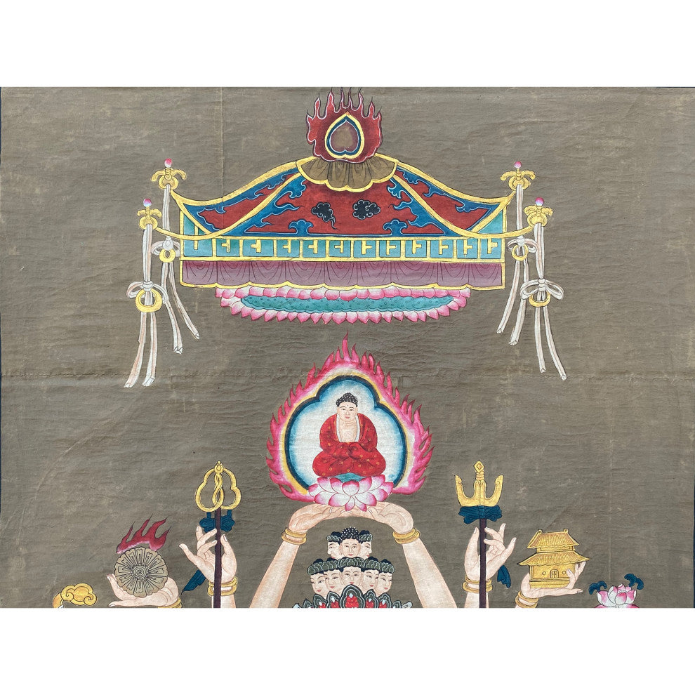 Large Chinese Canvas Art of 24 Arms Bodhisattva Kwan Yin Avalokitesvara Hcs7165
