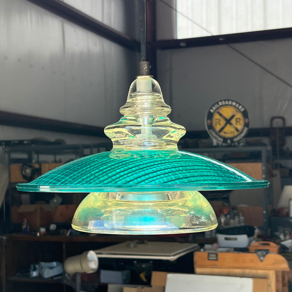 Insulator Light Pendant 12" Trafficlight Lens MS Aqua 500 lumen