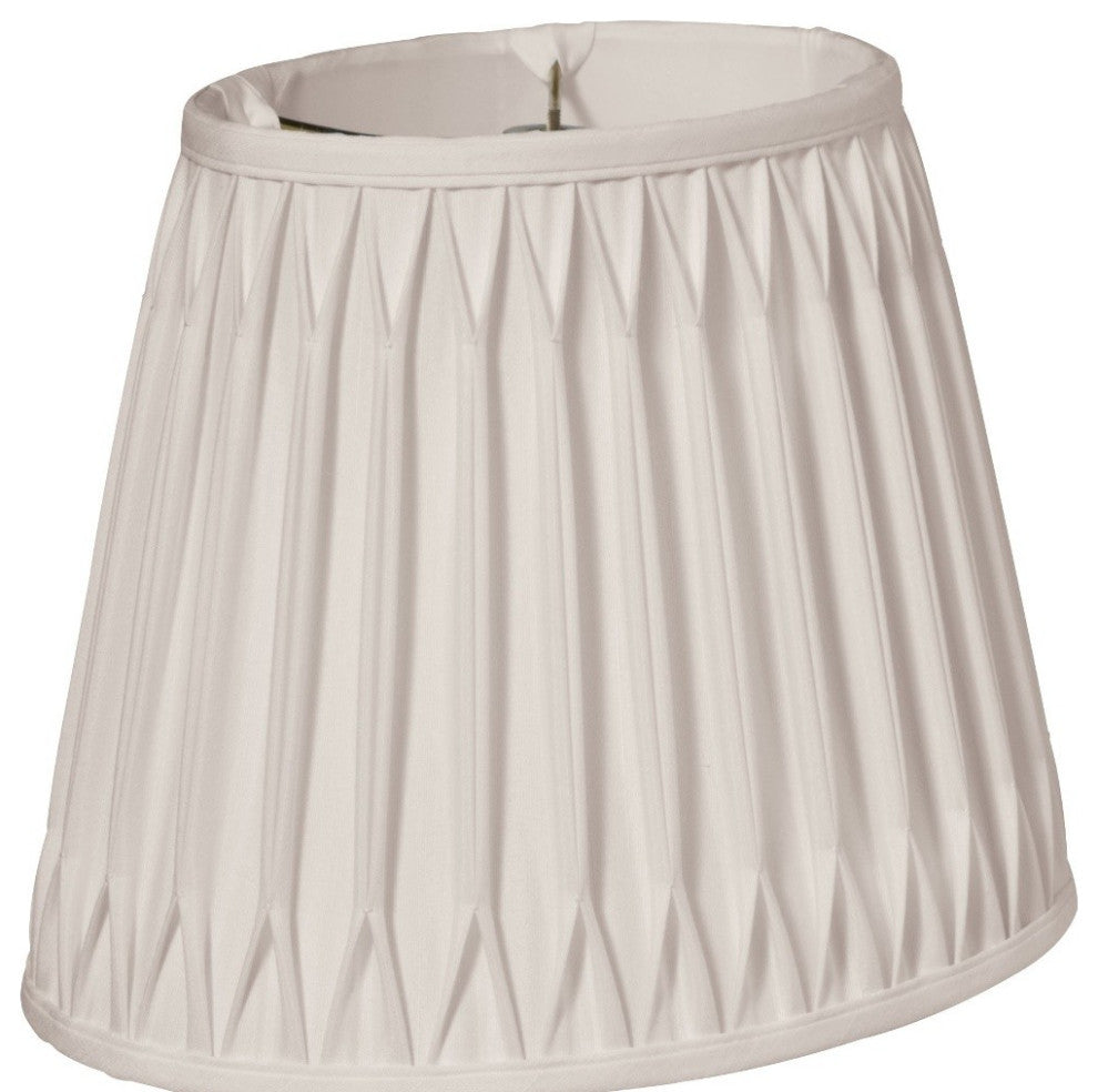 18" Cream Oval Smocked Pleat Paperback Shantung Lampshade