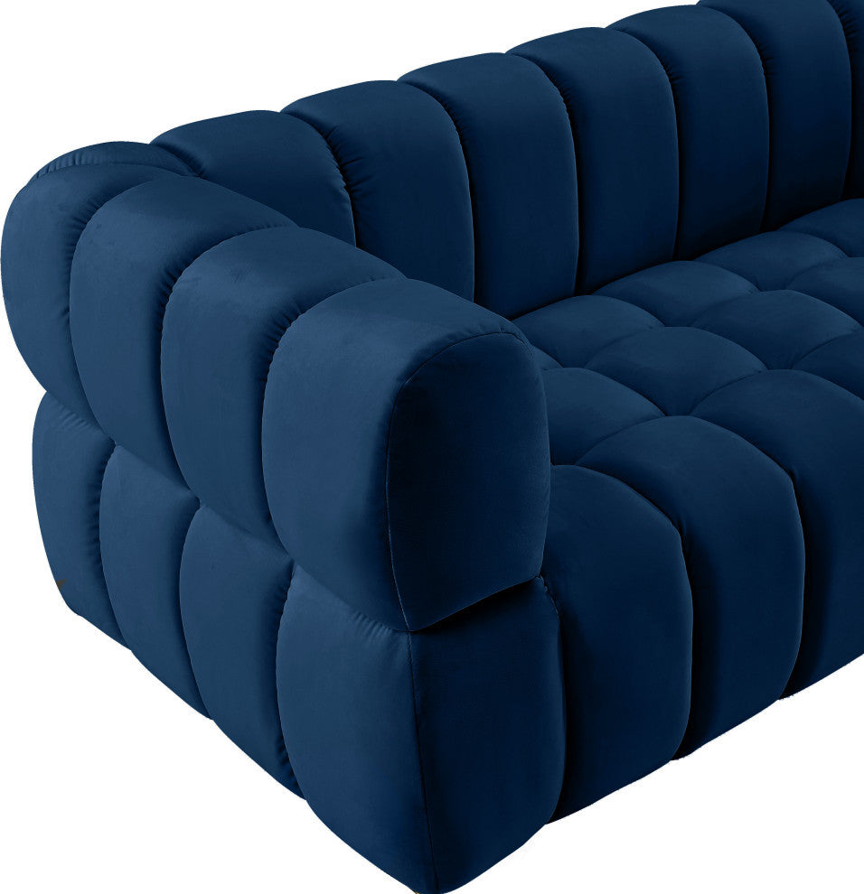 Gwen Velvet Upholstered Chair, Navy, Loveseat