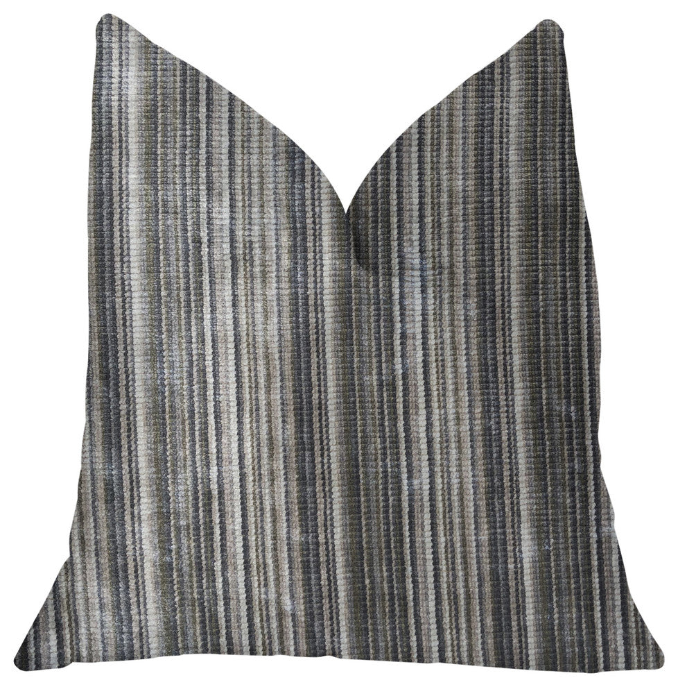 New Hampton Ivory and Blue Luxury Throw Pillow, 16"x16"