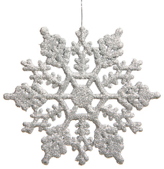 Vickerman M101407 4" Silver Glitter Snowflake Christmas Ornament, 24 Per Box