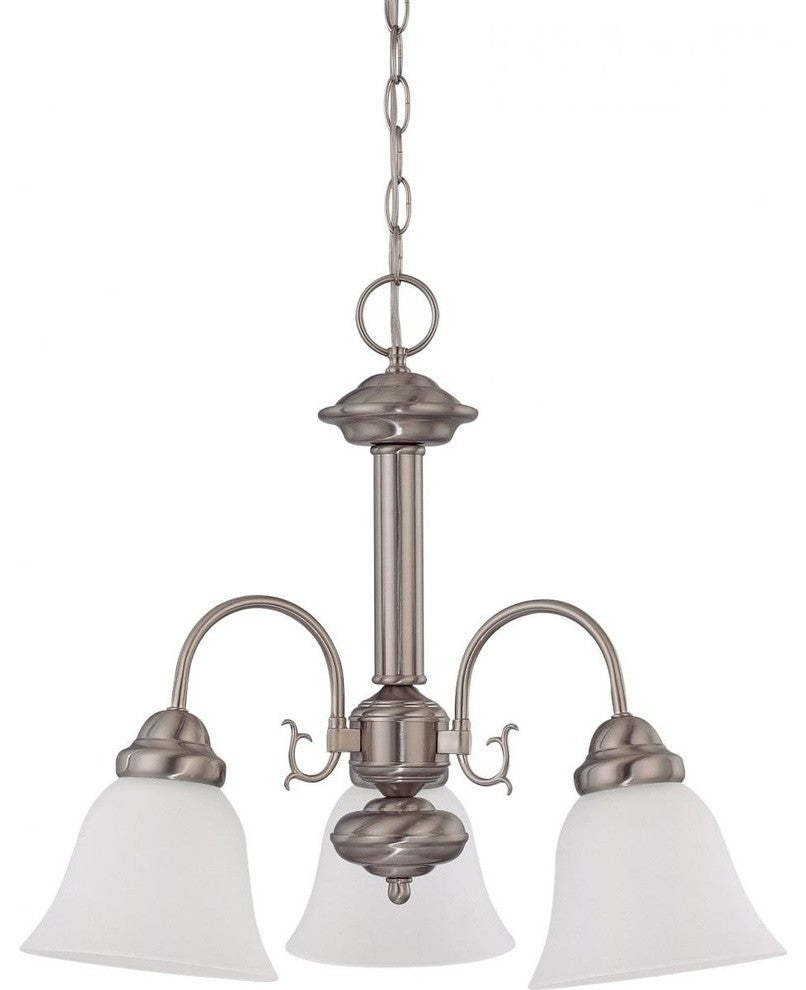 Ballerina 3 LED Chandelier - Brushed Nickel Finish - Frosted Glass