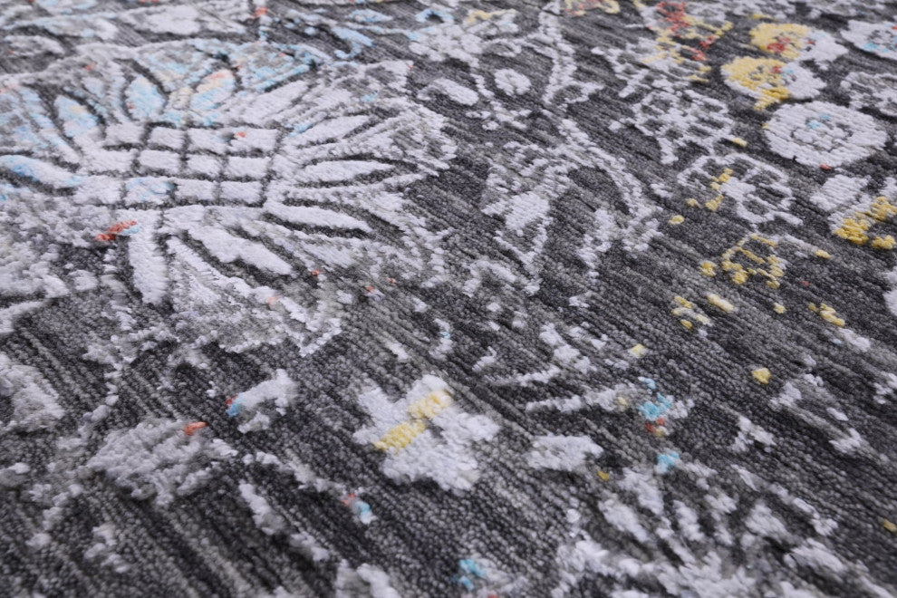 2' 7" X 14' 0" Runner Modern Handmade Wool and Silk Rug Q9267