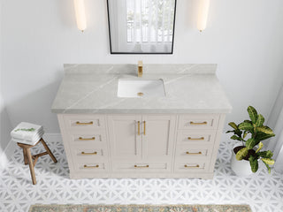 Boston 60" Single Bathroom Vanity in Fine Grain 2" Pearl Gray
