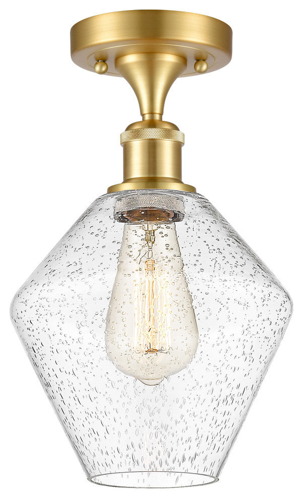 Innovations 516-1C-SG-G654-8-LED 1-Light Semi-Flush Mount, Satin Gold