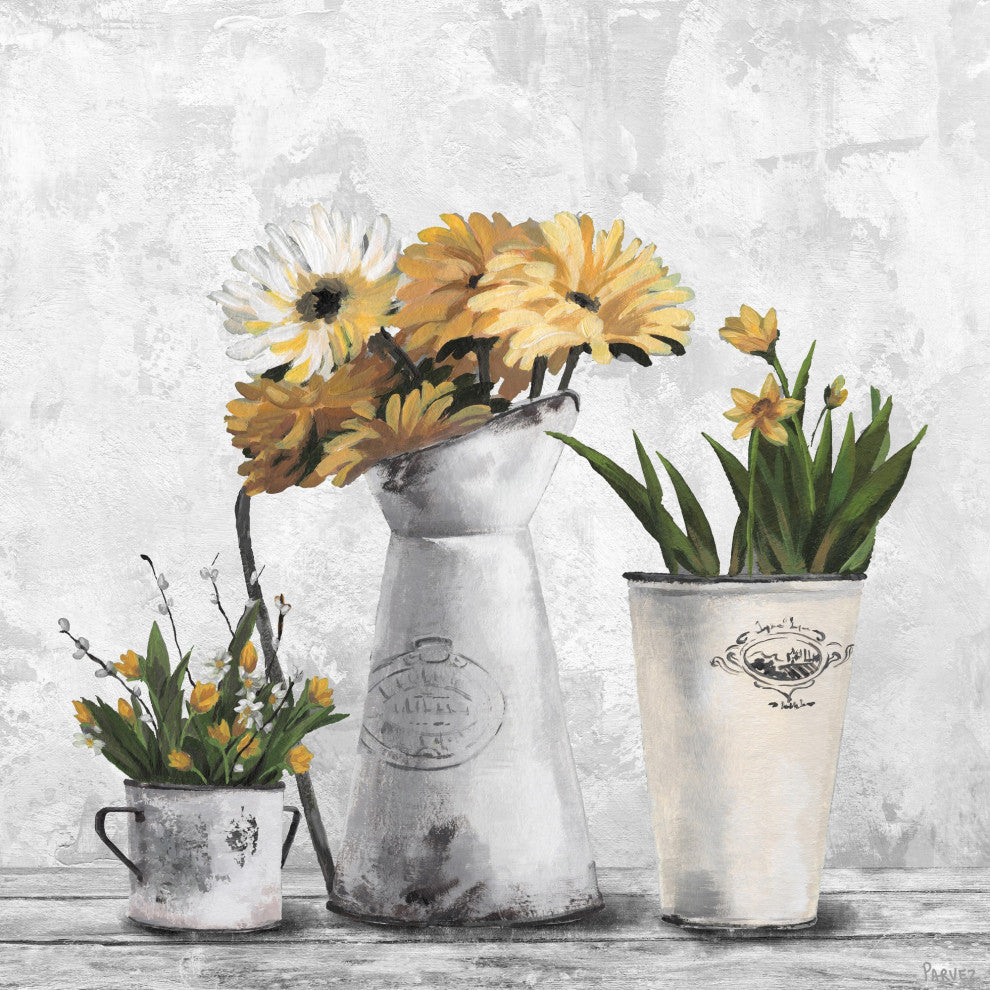 "Glowing Yellow Flowers" Painting Print on Wrapped Canvas