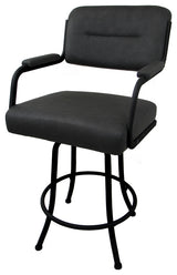 Swivel Counter Metal Bar Stool, Grey Vinyl - Black, 26"
