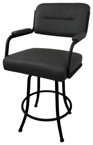 Swivel Counter Metal Bar Stool, Grey Vinyl - Black, 26"