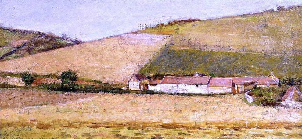 Theodore Robinson Farm Among Hills Premium Canvas Print