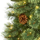 5' White Mountain Pine Faux Xmas Tree With 200 Clear LED Lights and Pine Cones