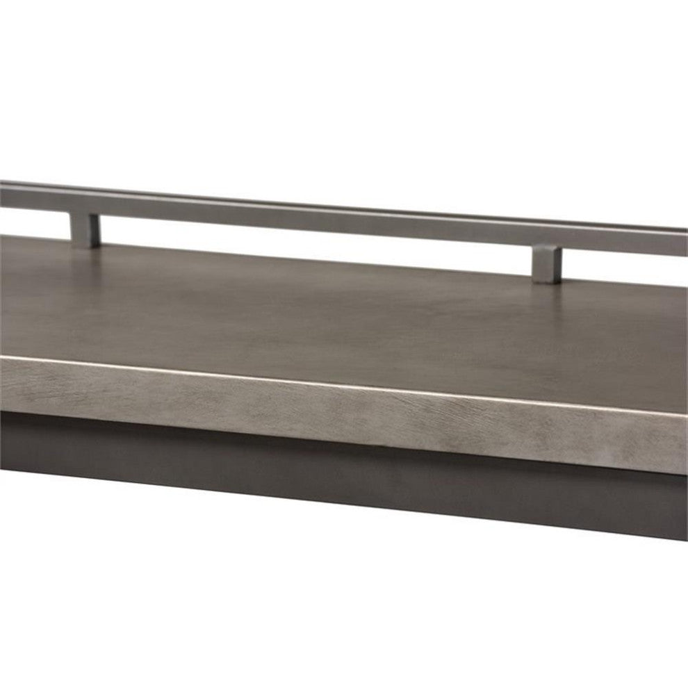 Baxton Studio Noll Gray Upholstered 3-Piece Metal Counter Table Set