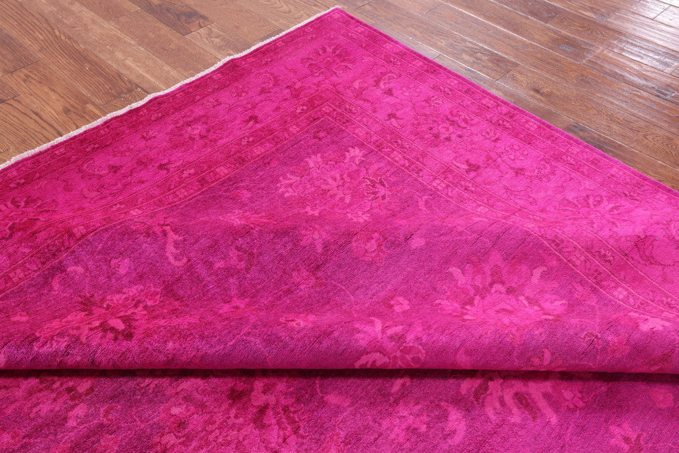 8' 0" X 9' 7" Overdyed Full Pile Handmade Wool Rug - Q12709