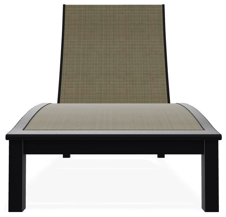 Bazza Sling 4-Position Contour Outdoor Chaise Lounge, Elevation Stone/Black