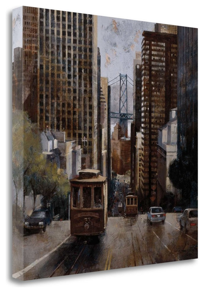 "Cable Cars In San Francisco" By Marti Bofarull, Giclee on Gallery Wrap Canvas