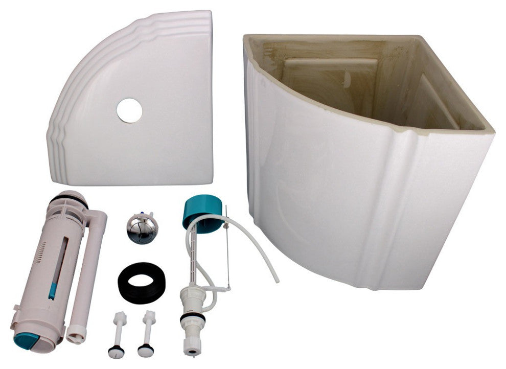 Dual Flush Corner Toilet Tank White Sheffield Grade A Vitreous China