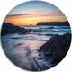 Setting Sun At Polzeath Beach, Modern Seascape Round Wall Art, 23"