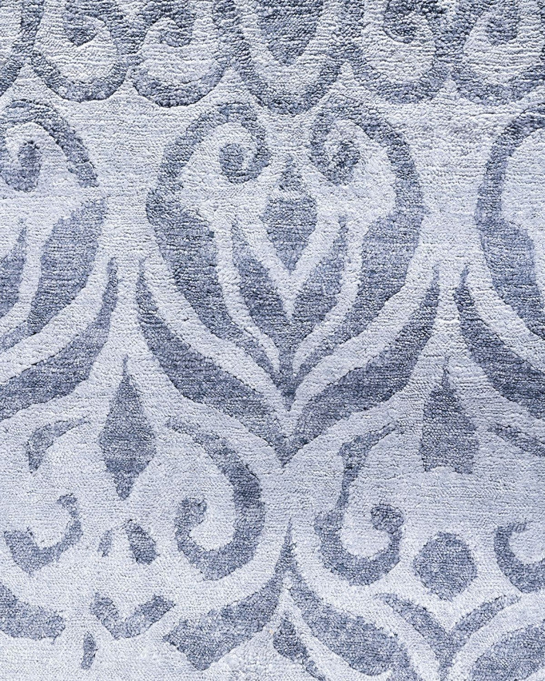 Modern, One-of-a-Kind Hand-Knotted Area Rug - Blue, 8' 10" x 12' 0"