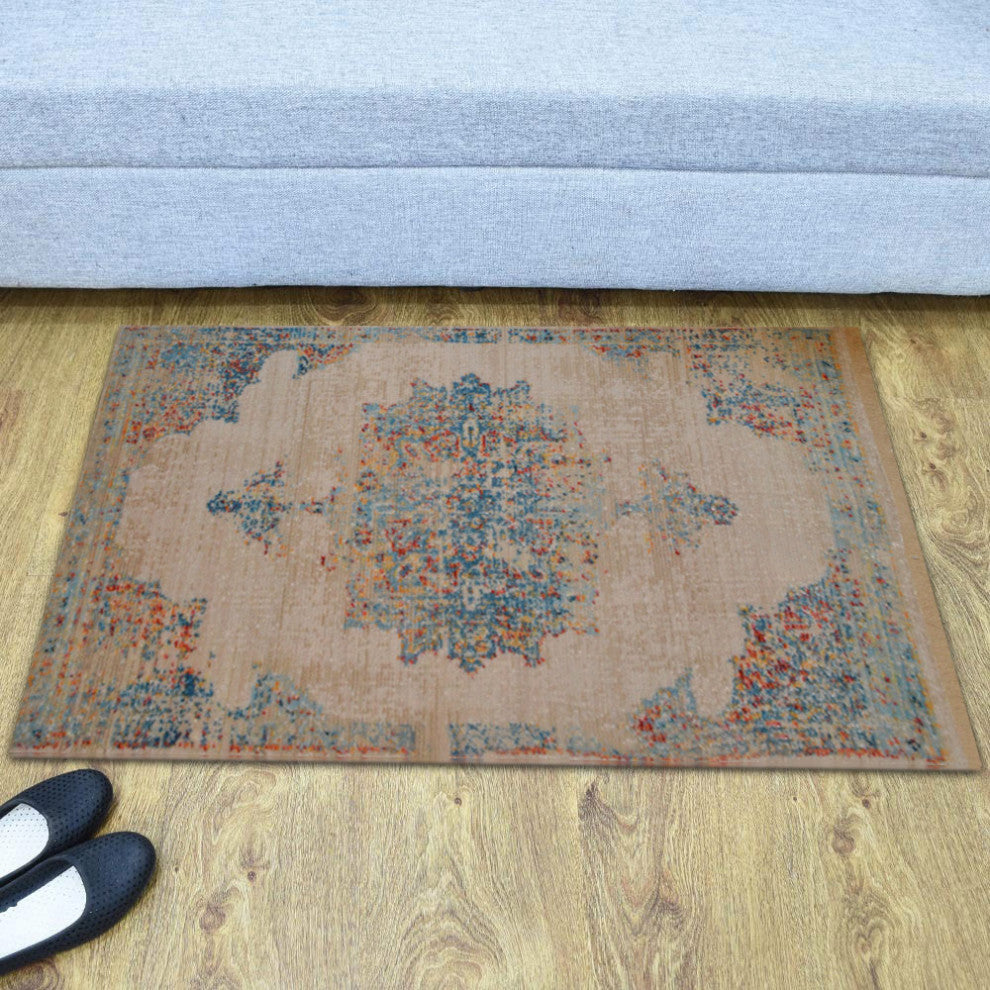 Machine Made Polyester Durable Indoor Outdoor Washable Oriental Pattern Footmat