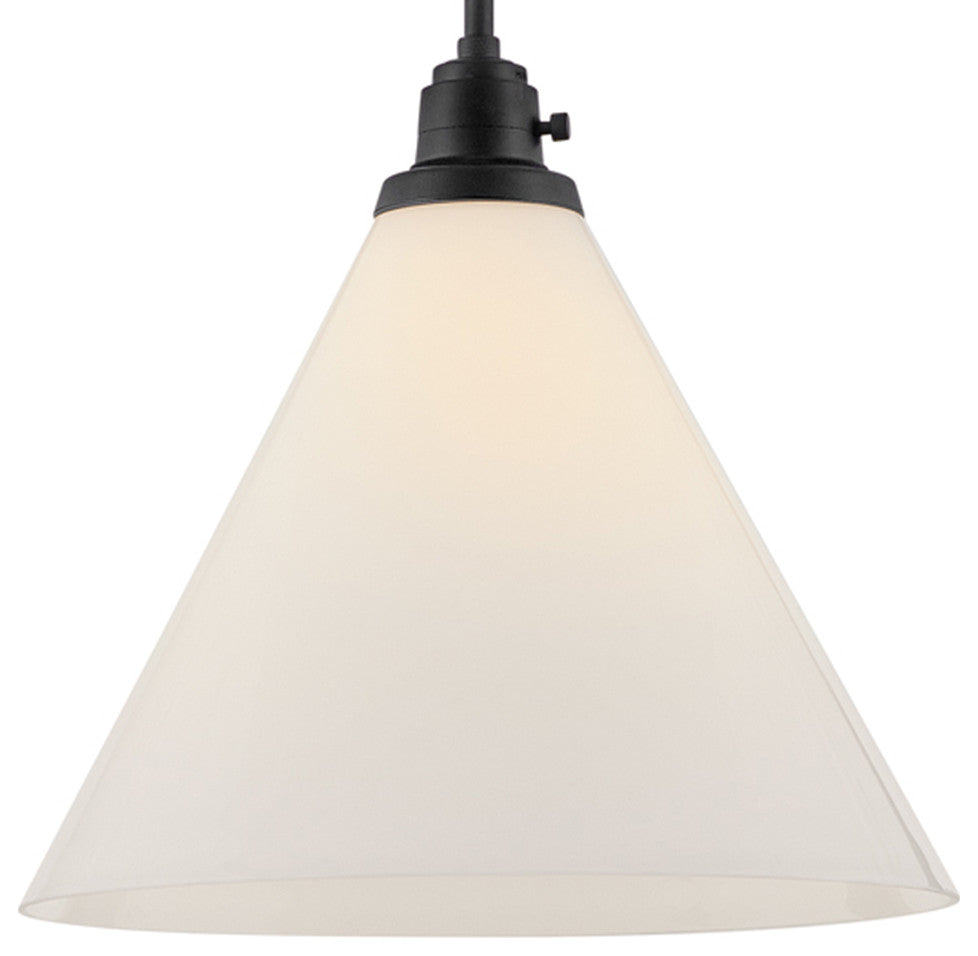 Hinkley Arti 14.5" Medium Pendant Light, Black + Cased Opal Glass