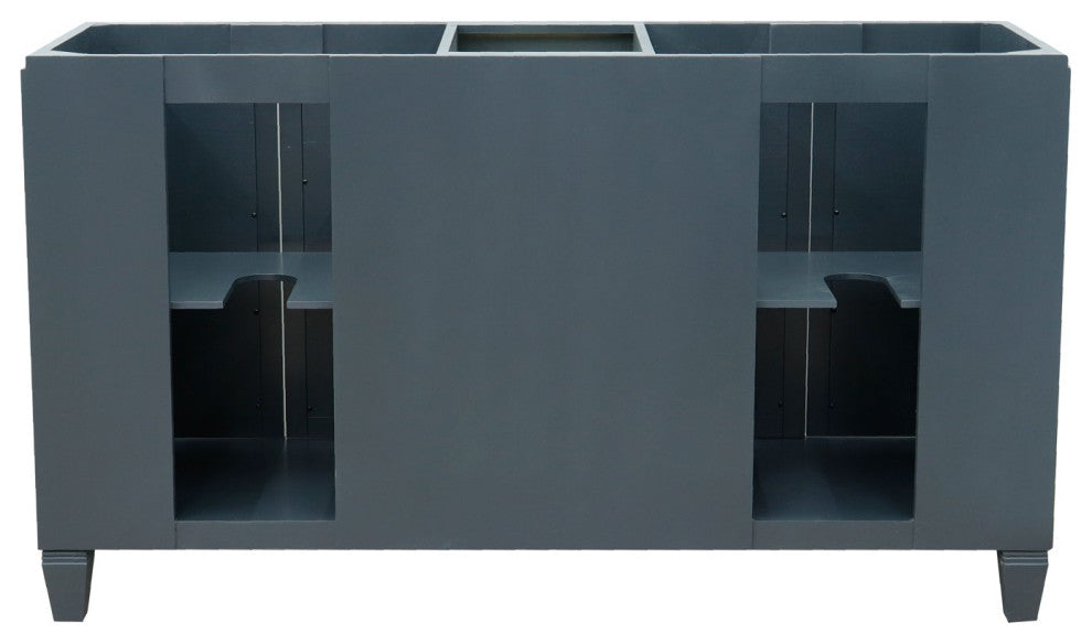 61" Double Sink Vanity, Dark Gray Finish With White Carrara Marble