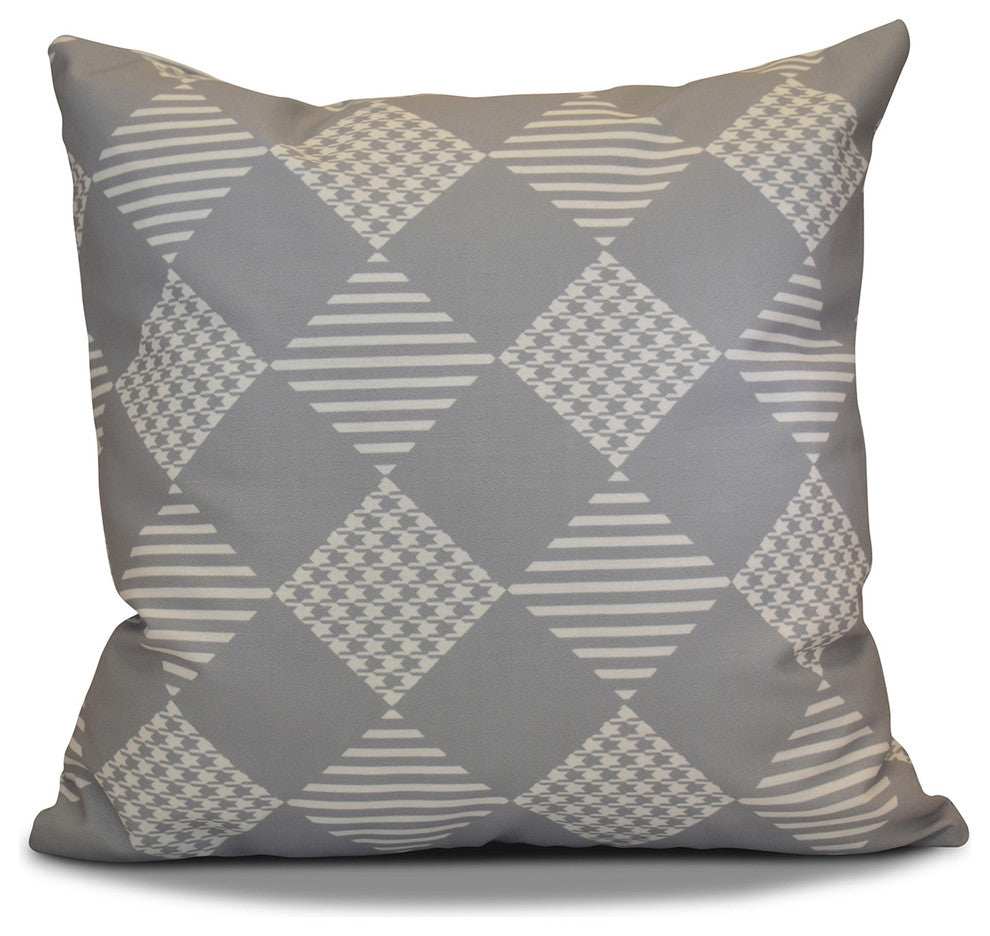 Check It Twice Pillow, Gray, 26"x26"
