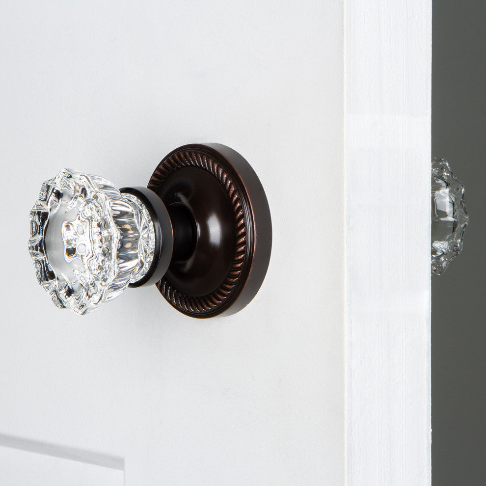 Single Rope Rosette With Crystal Knob, Oil-Rubbed Bronze, Timeless Bronze, Doubl