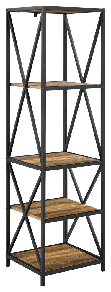 61" Metal Wood Bookshelf - Rustic Oak