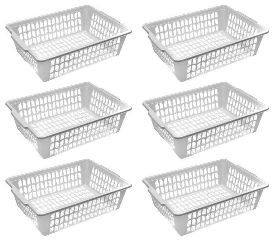 YBM Home Small Plastic Basket Paper Organizer and Letter Tray, 32-1194White, 6