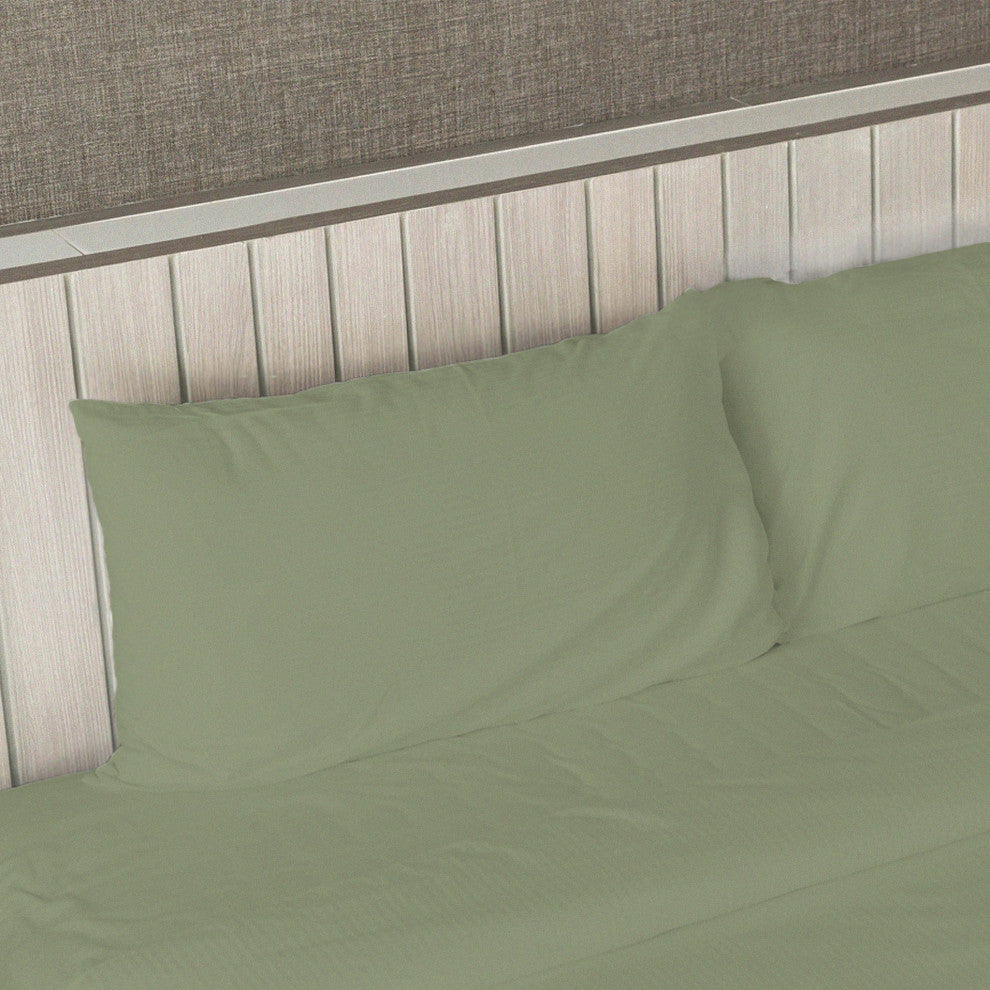 Egyptian Cotton Feel Coolest Soft, 4-Piece Sheet Deep Pockets, Sage Green, Twin/