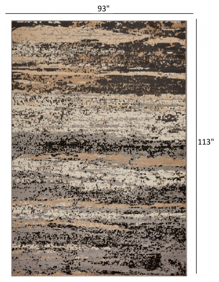 8??x 10??Beige and Black Abstract Desert Area Rug