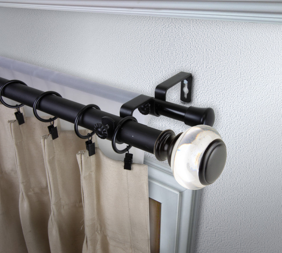 Leilani 1" Diameter Double Curtain Rod, Black, 66-120"
