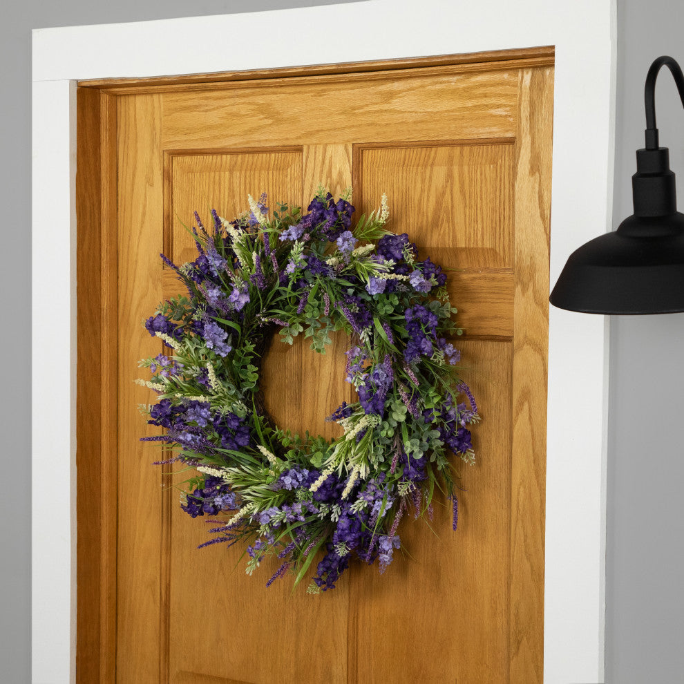 Lavender and Foliage Artificial Spring Wreath 24"