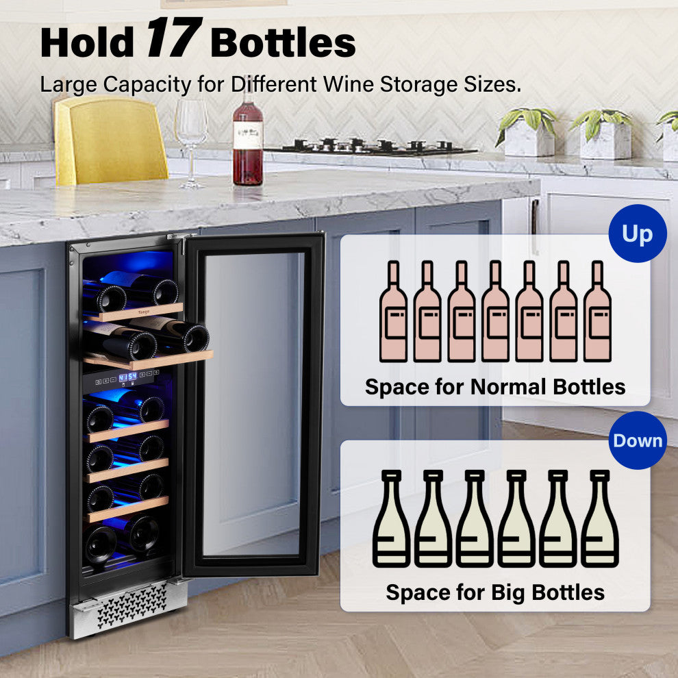 Yeego 12 in. Built-In Wine Refrigerator With Lock - Wine Fridge