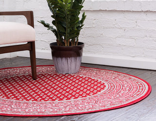 Unique Loom Red Allover Williamsburg 5' Round Rug