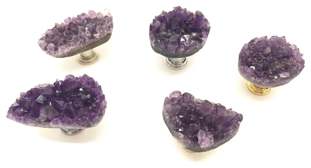 Dark Amethyst Stone Knob