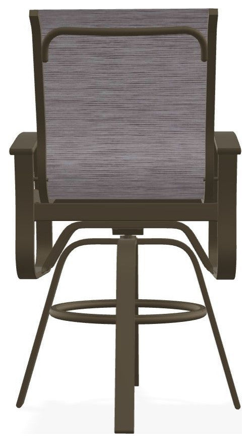 Belle Isle Sling Bar Height Outdoor Swivel Armchair, Fossil/Beachwood