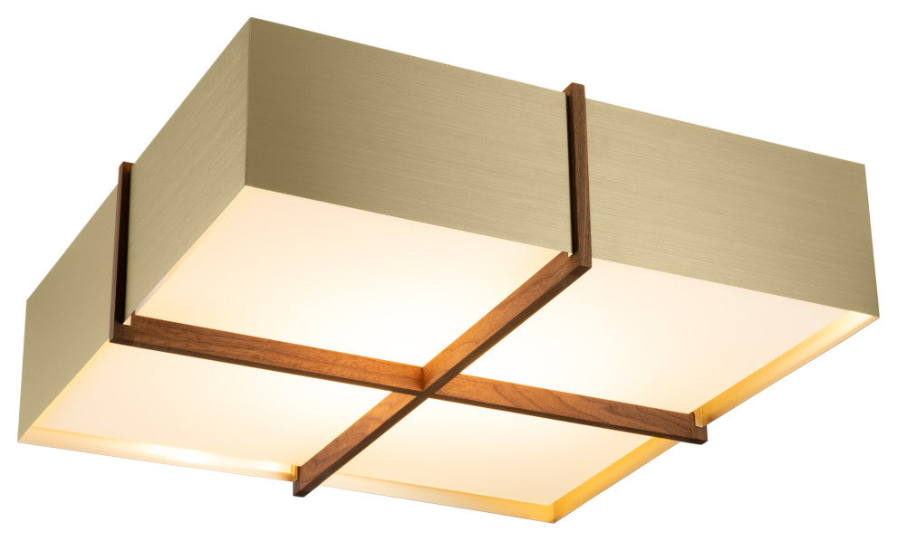 Veram Flushmount LED, Walnut, Brushed Brass, 24, 3500k