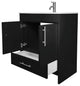 Pacific 30" Vanity With Integrated Ceramic Top and Brushed Nickel Handles, Black