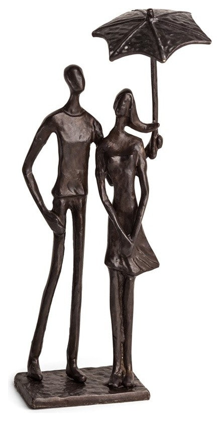 Danya B Loving Couple Under Umbrella Bronze Sculpture
