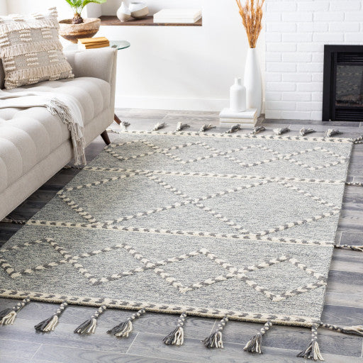 Surya Zanafi Tassels ZTS-2300 8'x10' Rug, Medium Gray/Cream