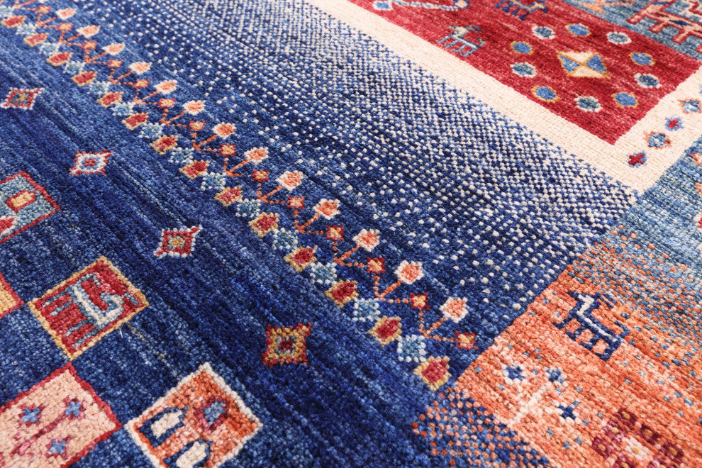 2' 6" X 8' 1" Persian Gabbeh Tribal Hand-Knotted Wool Runner Rug Q10933